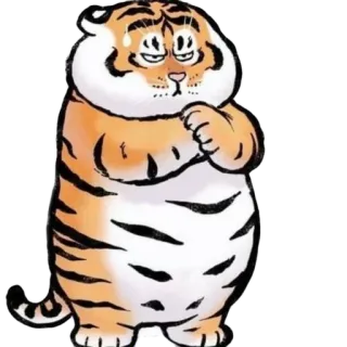 😎 tigre, triste, cartone animato, animale, adesivo telegram sticker