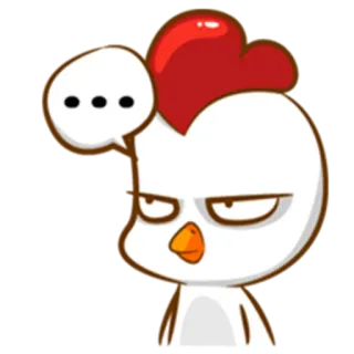 💬 pollo, pensieroso, arrabbiato, uccello, emoji, cartone animato whatsapp sticker