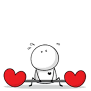 💪 Kreskówka, Serce, Miłość, Podnoszenie ciężarów, Ćwiczenia telegram sticker