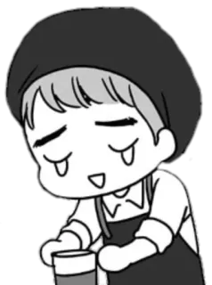😅 Dibujo animado, Dibujo, Monocromo, Emoción, Persona, De pie telegram sticker