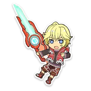 😉 Shulk Xenoblade Chronicles anime, video game, chibi, sword, character telegram sticker