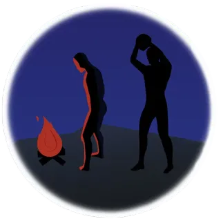 🎉 ogień, sylwetka, niebezpieczeństwo, noc, agresja, epoka_kamienia, przemoc telegram sticker