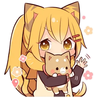 🖐 anime girl, cute, dog, sticker, cartoon, kawaii, chibi telegram sticker