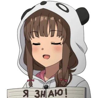 😁 Я ЗНАЮ! 动漫, 女孩, 熊猫, 可爱, 贴纸, 懂 telegram sticker