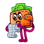 😨 portfel, pieniądze, wydatki, dług, finanse, rachunek, kreskówka telegram sticker