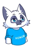 😐 HONOR loup, honneur, dessin animé, personnage, bleu telegram sticker