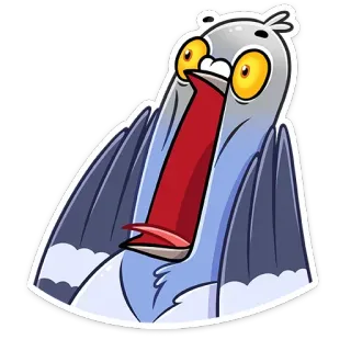 😱 pájaro, dibujos animados, pegatina, divertido, tonto, animal telegram sticker