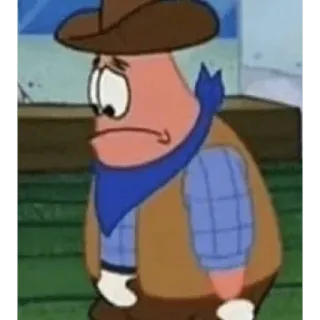 😞 Patrick Star SpongeBob SquarePants cartoon, character, Patrick Star, SpongeBob, cowboy telegram sticker