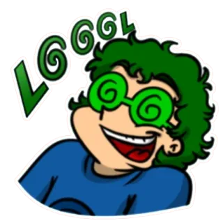 🤪 LGOGL cartoon, eyes, glasses, smile, green telegram sticker