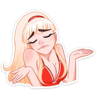 🤷‍♂️ rubia, chica, encogerse de hombros, expresión, dibujos animados, retrato telegram sticker
