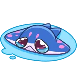 😭 raie, créature marine, dessin animé, animal, mignon, bleu, rose telegram sticker