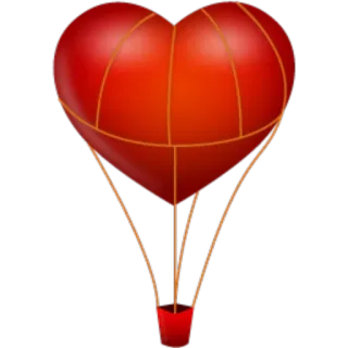 ❣ coração, balão, amor, vermelho, balão de ar quente, romântico telegram sticker