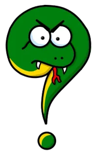 ❓ змея, вопросительный знак, мультфильм, злой, рептилия, зеленый telegram sticker