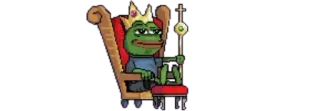☘ Pepe the Frog Пепе, лягушка, король, корона, трон, мем telegram sticker