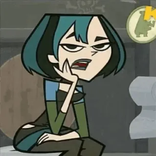😐 Gwen Total Drama Gwen, Total Drama, cartoon, girl, character, teenager, animated telegram sticker