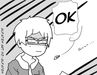 😑 OK Desenho animado, Ok, Anime, Esboço, Óculos, Alfateh telegram sticker