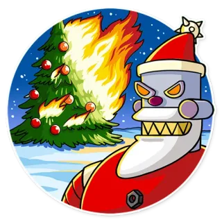😈 robot, navidad, fuego, árbol, papá noel, invierno telegram sticker