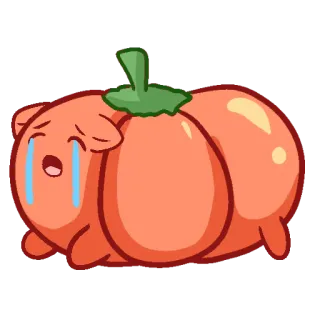😭 pleurer, citrouille, triste, orange, dessin animé, légume telegram sticker