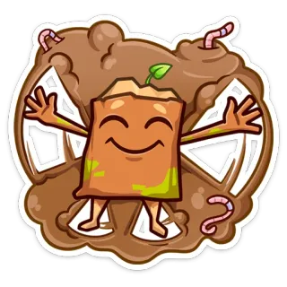 ☺️ solo, planta, desenho animado, engraçado, personagem, minhocas telegram sticker