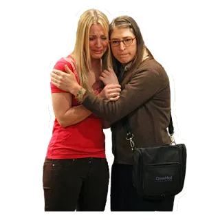 😭 women, crying, hug, friendship, sad telegram sticker