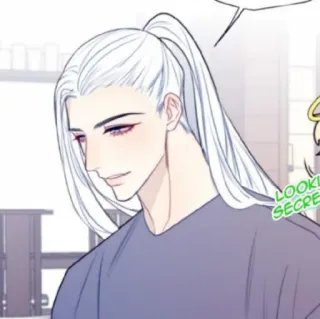 ✨ LOOKING SECRET Anime, Hombre, Pelo, Personaje, Ilustración, Dibujo animado whatsapp sticker