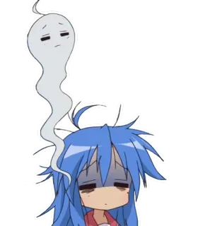 😵 anime, desenho animado, menina, triste, fantasma, cabelo azul telegram sticker