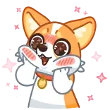☺ corgi, cane, carino, felice, arrossire, amore, kawaii telegram sticker