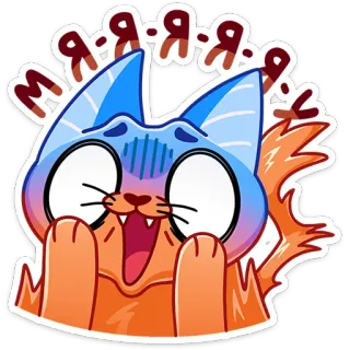 🙀 Мя-я-я-я gatto, adesivo, cartone animato, animale, carino, arancione, scioccato, esclamazione telegram sticker