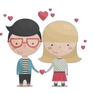 😘 coppia, amore, cuori, cartone animato, relazione, carino whatsapp sticker