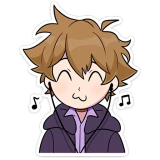 🎧 kreskówka, muzyka, anime, słuchawki, postać, szczęśliwy telegram sticker