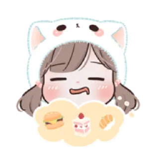 🤤 cibo, carino, anime, kawaii, ragazza, cartone animato whatsapp sticker