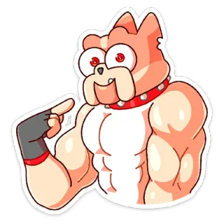 🙂 chien, muscle, dessin animé, animal, musclé, fort, animal de compagnie telegram sticker