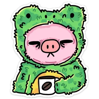 ☕️ animal, cute, frog, coffee, sleepy, sticker telegram sticker