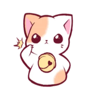 😠 Katze, Kätzchen, süß, Tier, Haustier, Glocke, kawaii whatsapp sticker