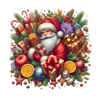 🎄 Santa Claus คริสต์มาส, ซานต้า, ของขวัญ, วันหยุด, เทศกาล, ของตกแต่ง, ลูกสน, เครื่องประดับ whatsapp sticker