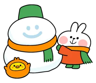 🐯 pupazzo di neve, coniglietto, pollo, cartone animato, inverno, carino telegram sticker