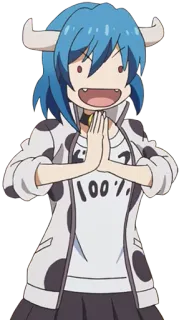 😀 100% Anime, Vaca, Chica monstruo, Humor, Dibujos animados whatsapp sticker