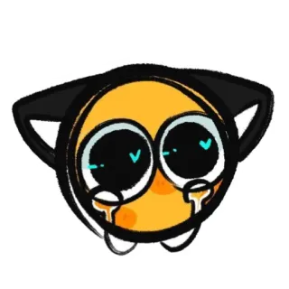 😿 Katze, Ohren, weinend, traurig, süß, kawaii, Emoji, gelb, Tier telegram sticker