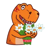 💐 dinozaur, kwiaty, słodkie, kreskówka, zwierzę, bukiet, t-rex telegram sticker
