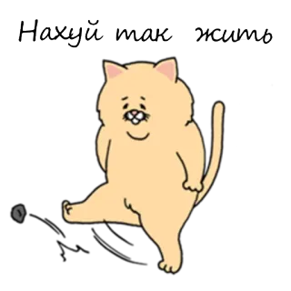 😡 Нахуй так жить cat, sad, cartoon, text, russian telegram sticker