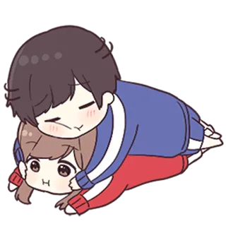 💙 cartoon, hug, cute, anime, couple whatsapp sticker