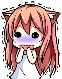 😖 Anime, Manga, Mignon, Nerveux, Inquiet, Embarrassé, Oreilles de chat, Kawaii telegram sticker