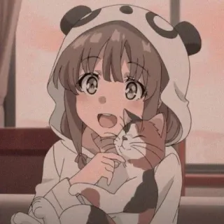 💛 Anime, Ragazza, Panda, Gatto, Carino, Kawaii telegram sticker