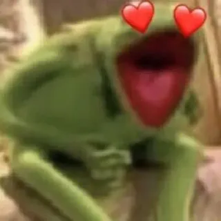 😻 Kermit 科米蛙, 爱心眼, 表情包, 绿色, 青蛙, 情绪, 爱 telegram sticker