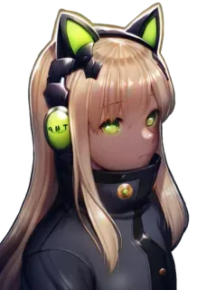 😍 A.N.T. anime girl, cat ears, headphones, blonde hair whatsapp sticker