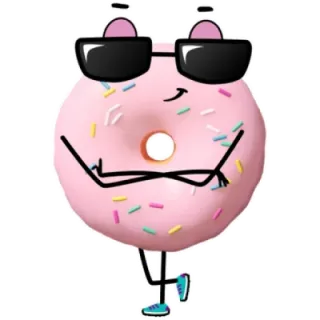 😎 donut, sprinkles, food, cartoon, character, sunglasses telegram sticker