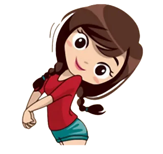 😍 Dibujo animado, Mujer, Chica, Personaje, Lindo whatsapp sticker