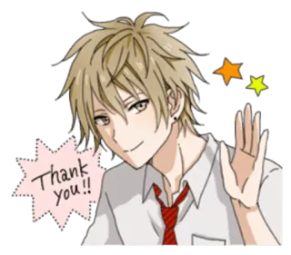 🙏 Thank you!! Anime, Con trai, Cảm ơn, Lời chào, Ngôi sao telegram sticker