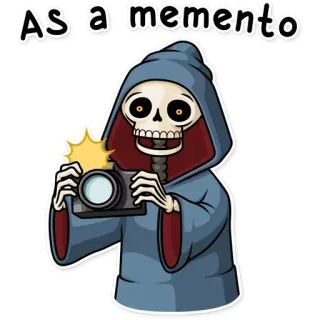 👤 AS a memento esqueleto, memento, cámara, muerte, parca telegram sticker