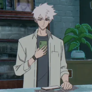 ⌚️ anime, personagem, cabelo branco, homem telegram sticker
